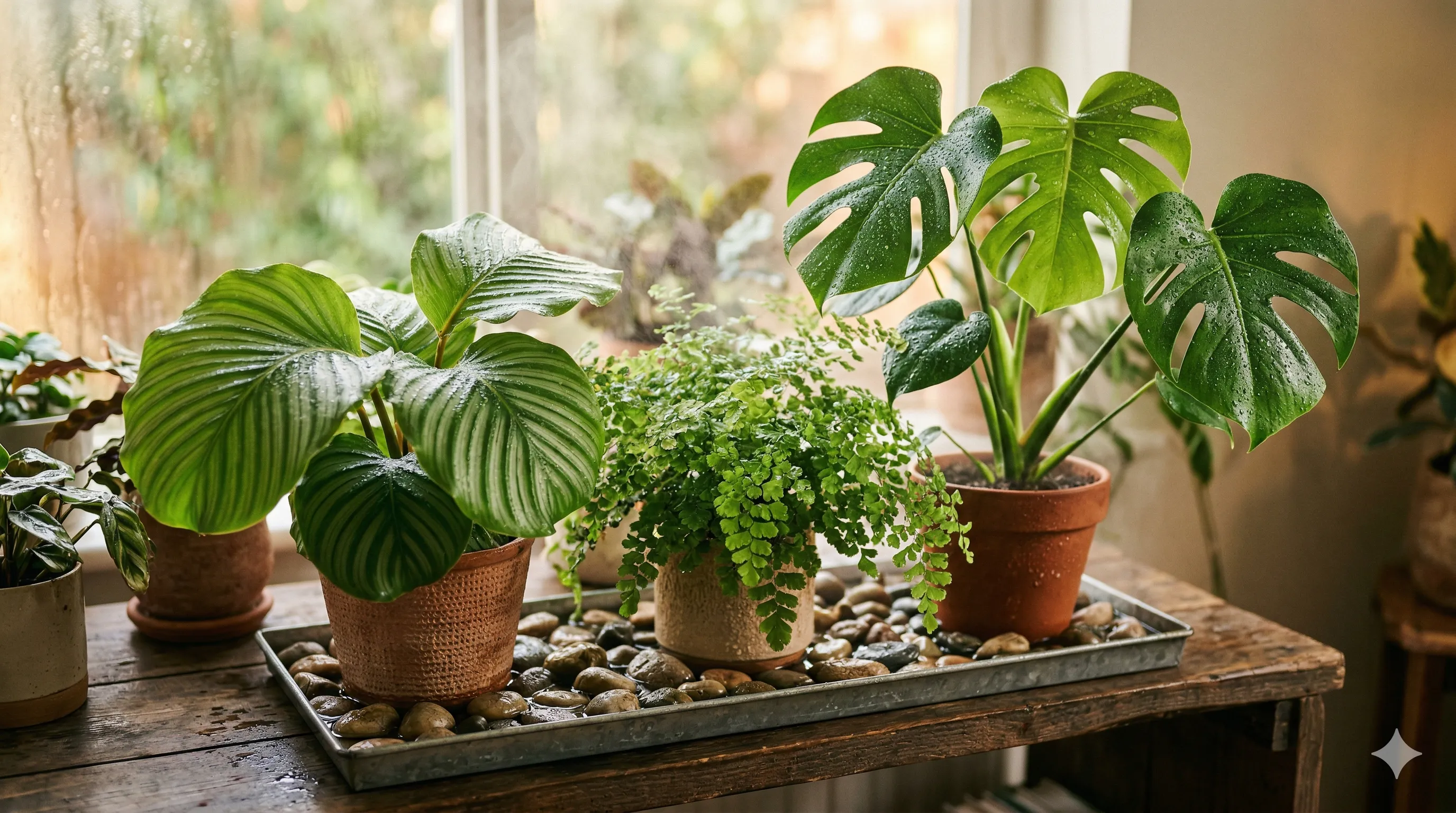 Tropical plants with humidity